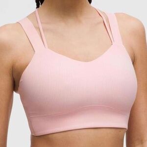 Lululemon Like a Cloud Ribbed Longline D/DD Bra, Strawberry Milkshake, 12
